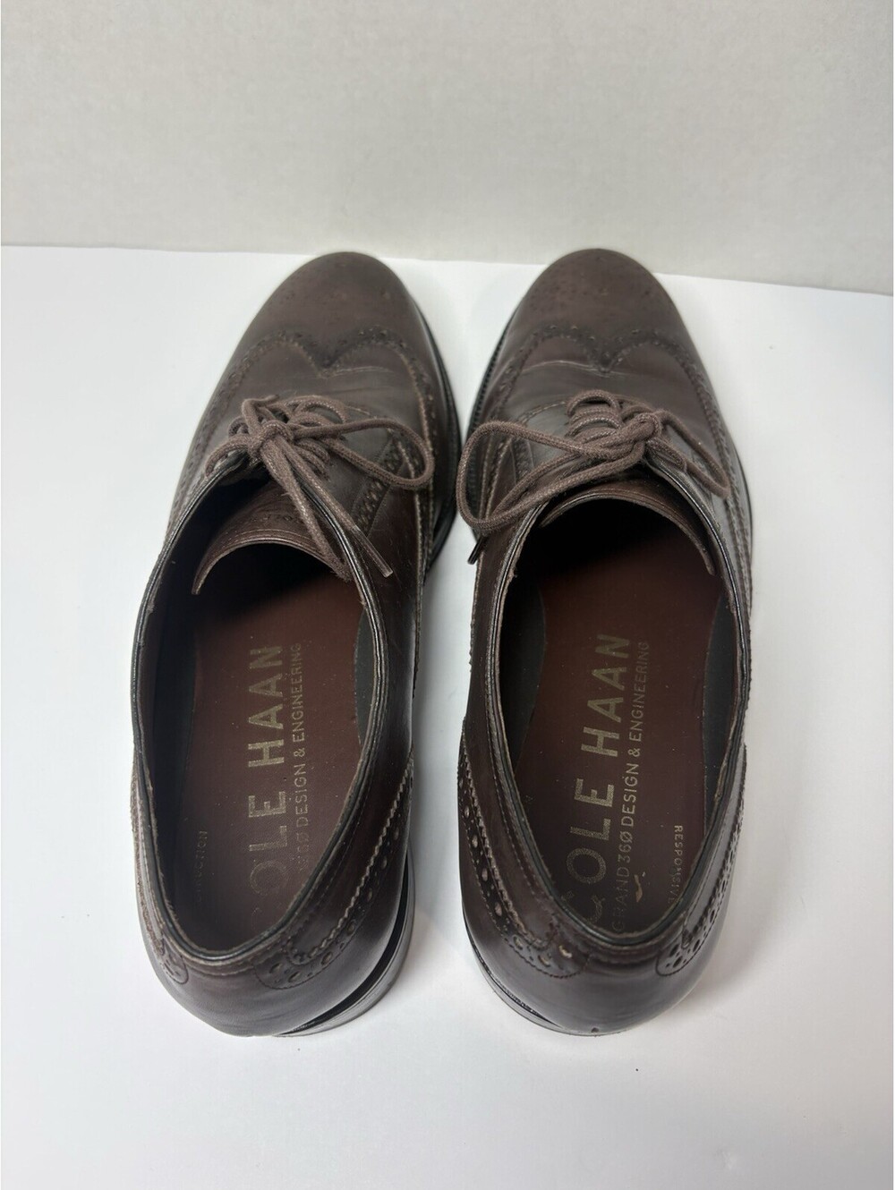 Cole Haan Men's Brown Leather Wingtip Brogue Oxford Dress Shoes US 10 M - Picture 7 of 11
